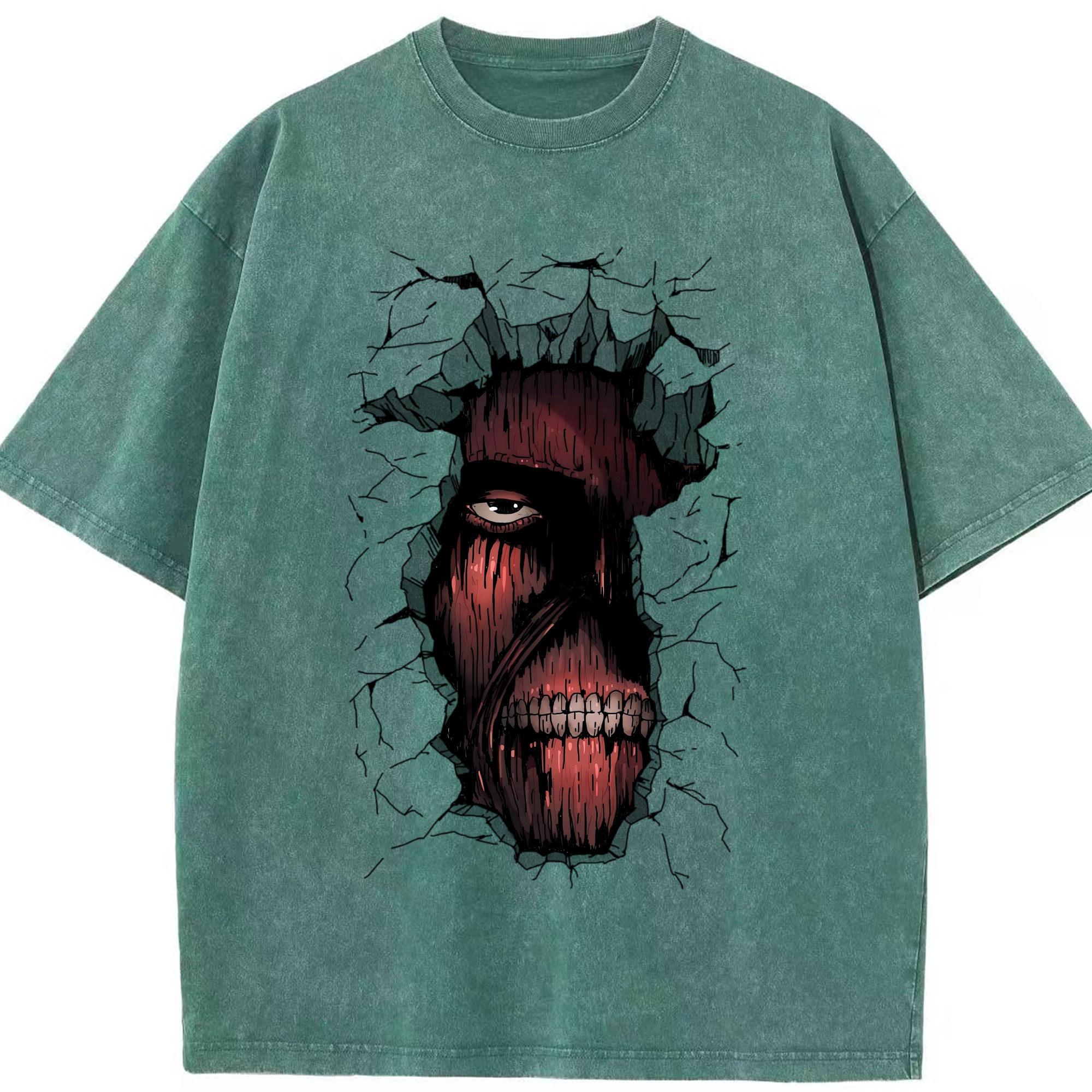 （画像用） 進撃の巨人 Attack on Titan 綿100% ヴィンテージ風 半袖Tシャツ（フロントプリント）